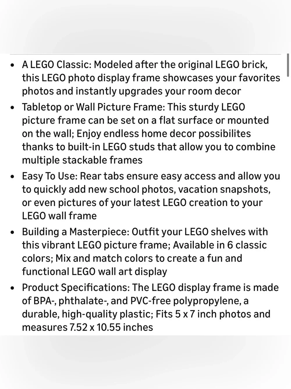 Lego Picture Frame Cadre Photo Gray 4113 5 x 7 inches NEW - Picture 14 of 14